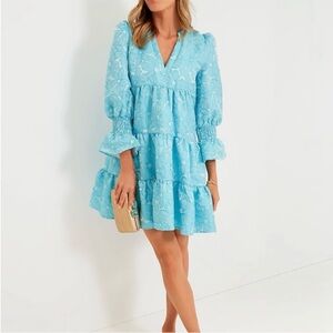 *EUC* Tuckernuck Pomander Place Blue Daisy Jacquard Kenzo Dress size M